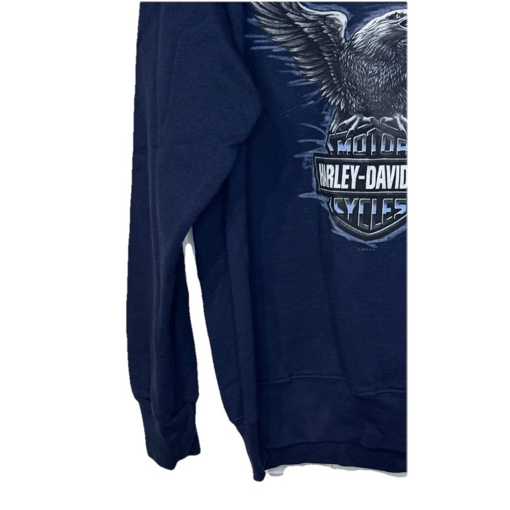 Harley Davidson Men's Vintage 90s Chrome Eagle Engine Crewneck Navy Blue Medium - Picture 3 of 10